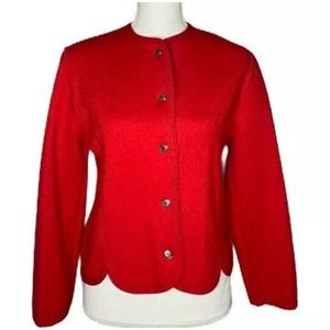 Womens Archie Brown & Son Of Bermuda Red 100% Pure New Wool Sweater Jacket S